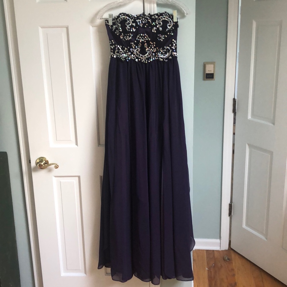 Strapless Sequined Prom Dress